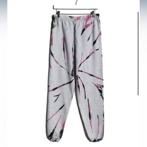 NWOT MYRRHE Joggers / Black Pink Heather Grey tie-dye Size small